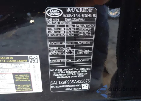 2025 Land Rover Range Rover Sport P635 Sv Edition Two z USA, uszkodzony, nr VIN SAL1Z9F93SA433676